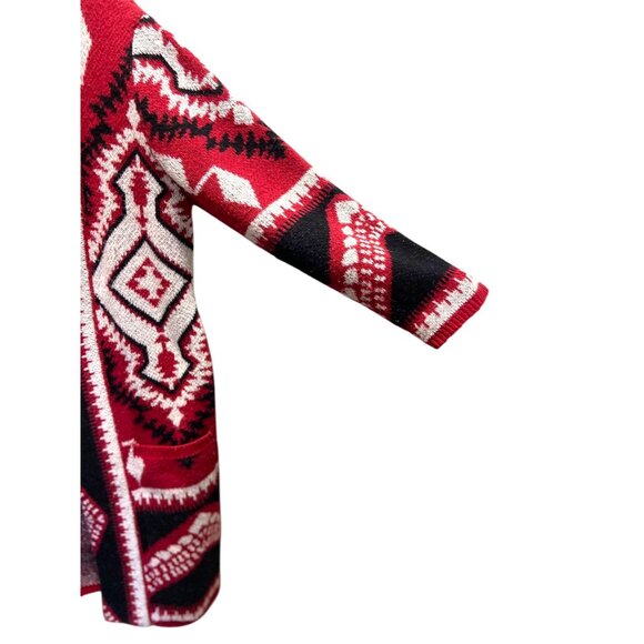 Bibi Southwestern Print Duster Cardigan Red Size XL - Picture 10 of 14